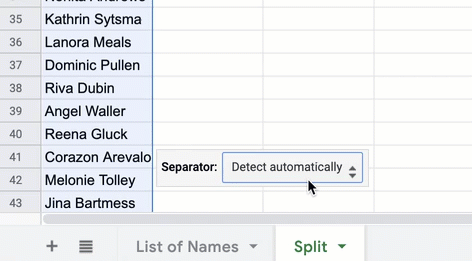 Tách văn bản thành nhiều cột khác nhau trong Google Sheets bằng menu data